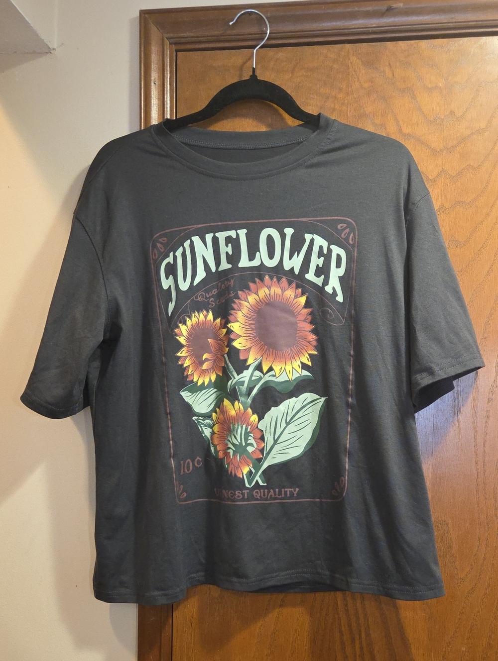Sunflower Graphic Tee - Black with Yellow & Green Floral Print